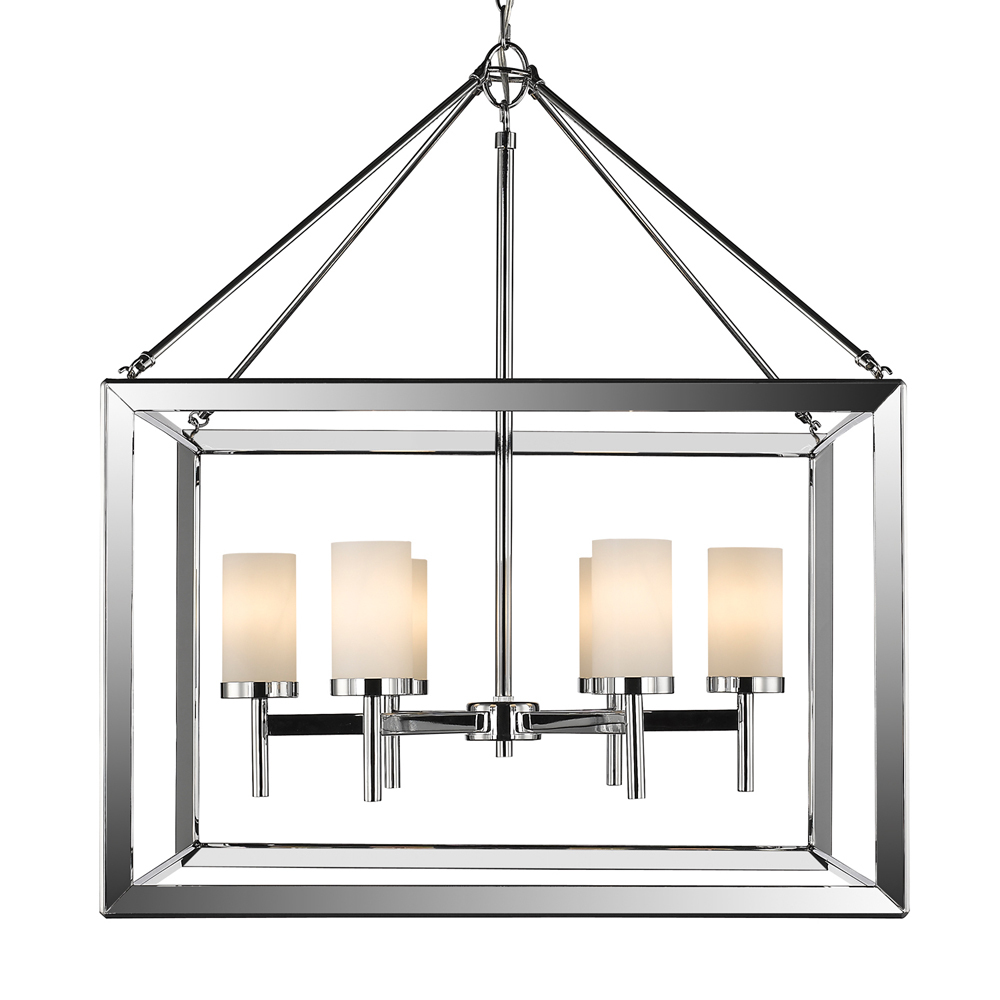Smyth 6 Light Chandelier (Chrome & Opal Glass)